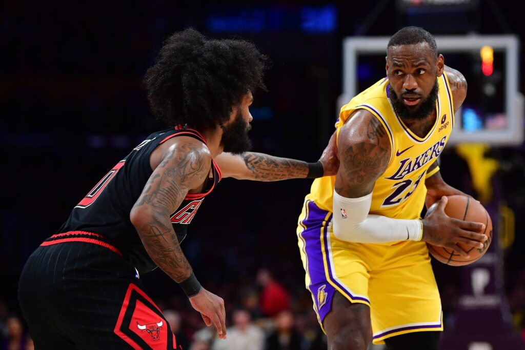 LeBron James, Coby White, Los Angeles Lakers, Chicago Bulls