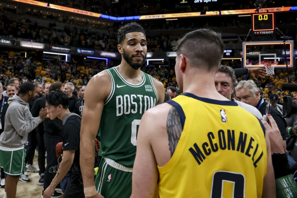 Jayson Tatum, T.J. McConnell, Boston Celtics, Indiana Pacers